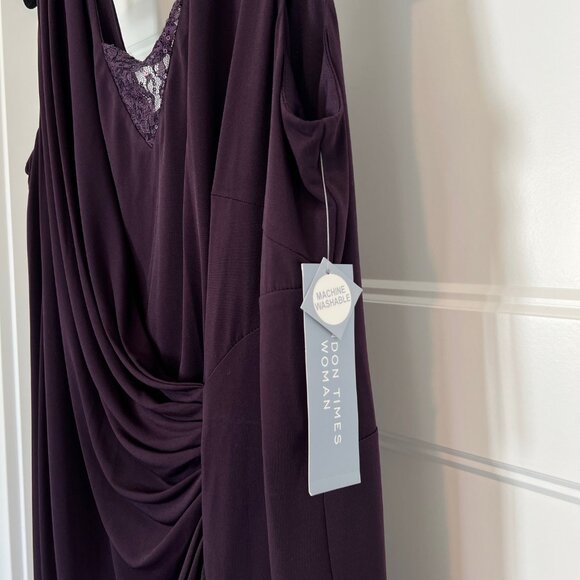 NWT London Times Women Size 20W Eggplant Violet Lace V-Neck Sheath Dress - Picture 5 of 11